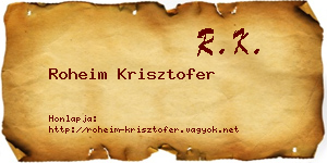 Roheim Krisztofer névjegykártya